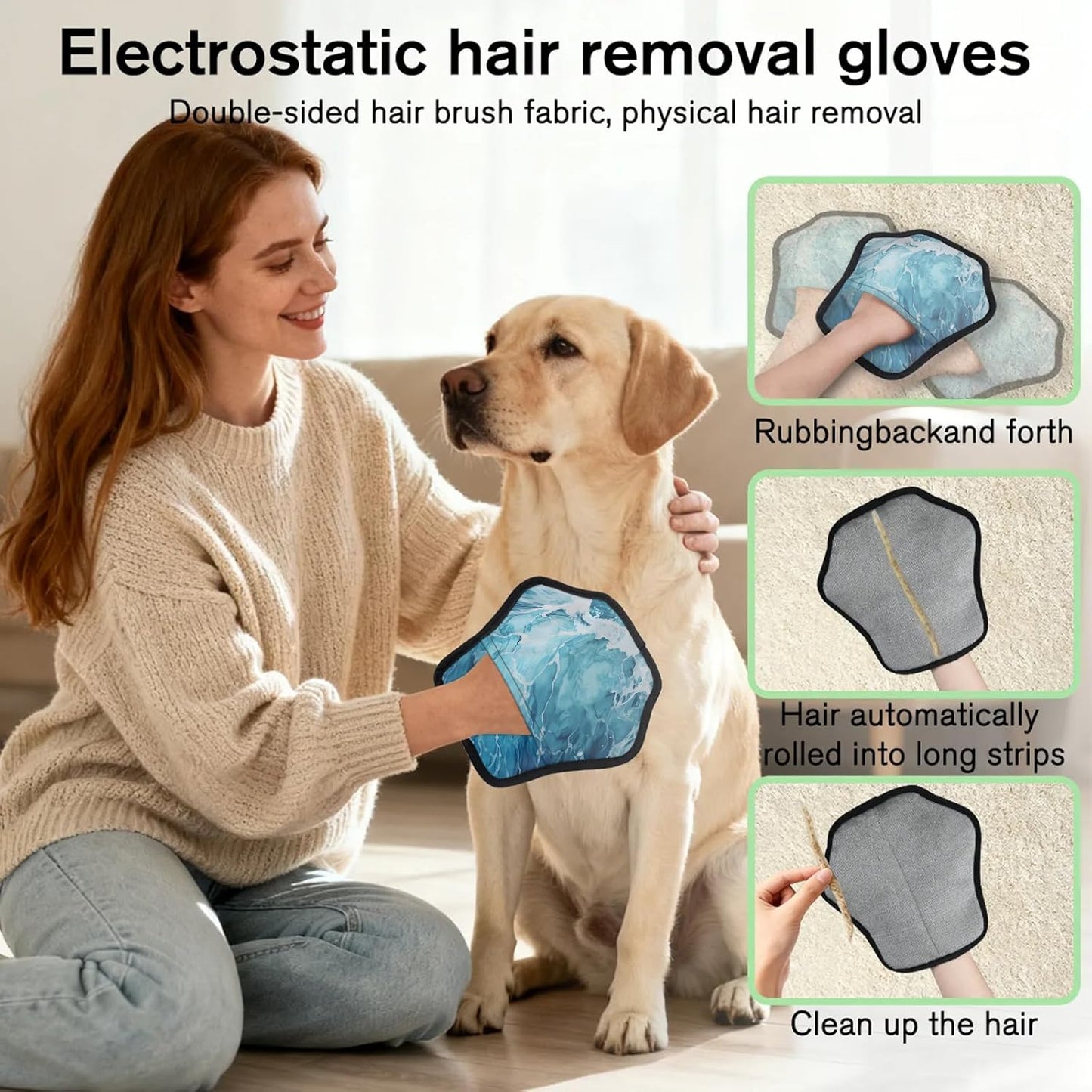 Pet Hair Removal Glove for Dogs Cats Reusable Washable Set