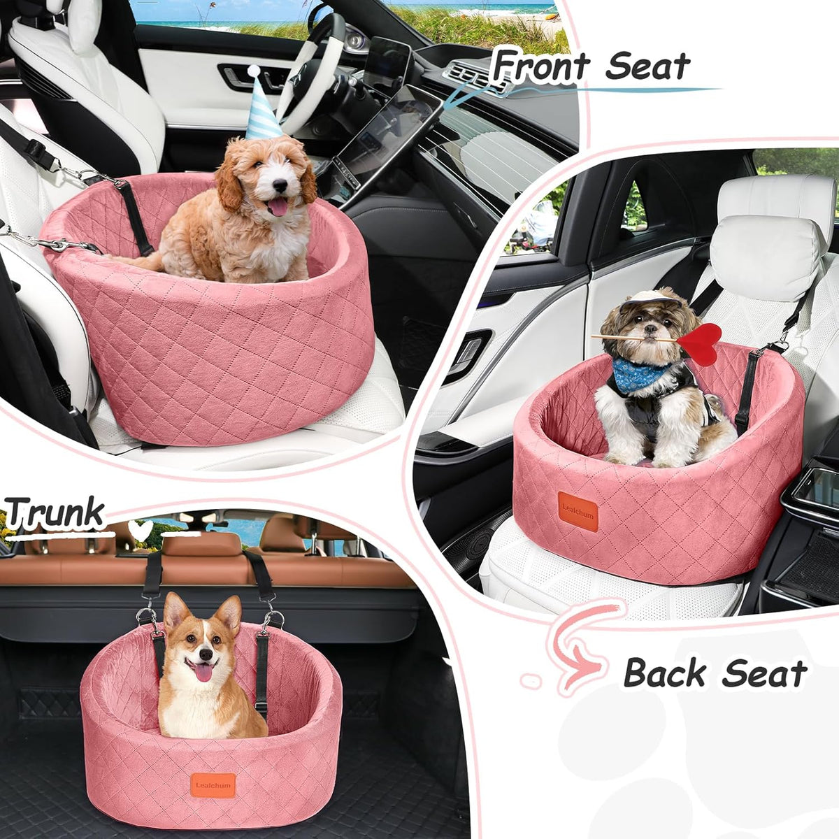Dog Car Seat for Small Dogs Up to 30 Lbs,Ultra Soft Fabric