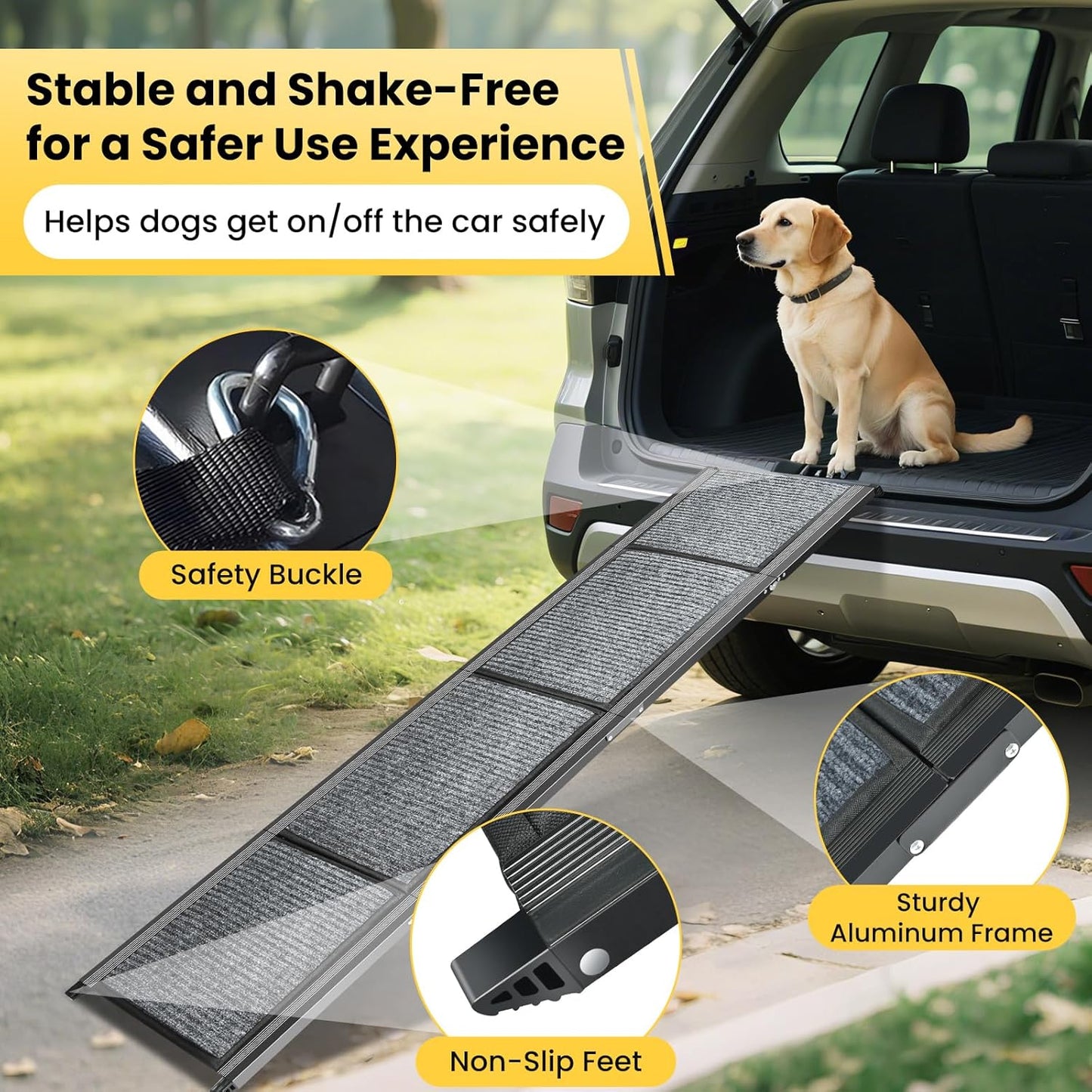 Dog Ramp for Car, 71''x 17.3'' Extra Long Dog Ramp for