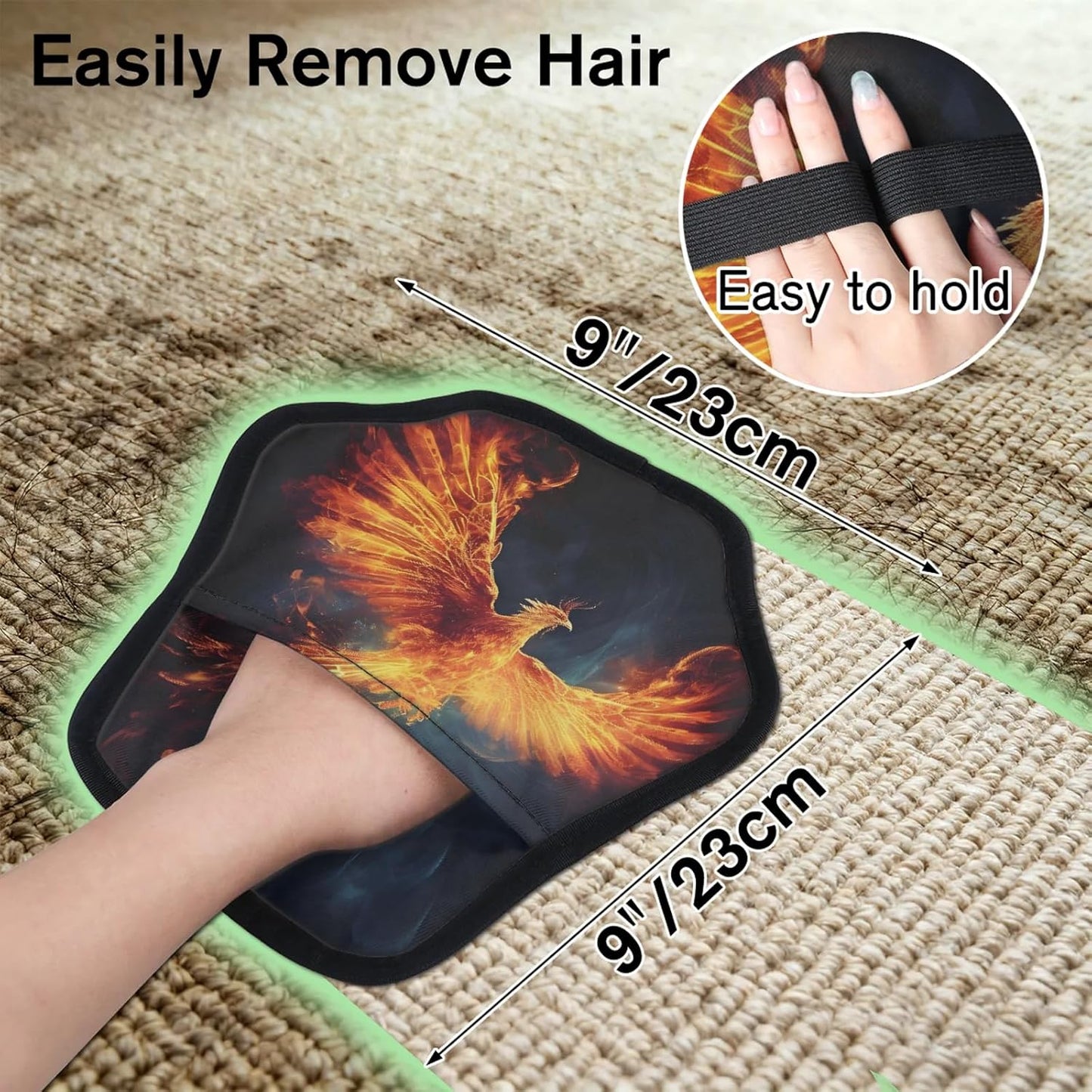 Fire Phoenix Print 2Pcs Electrostatic Reusable Pet Hair