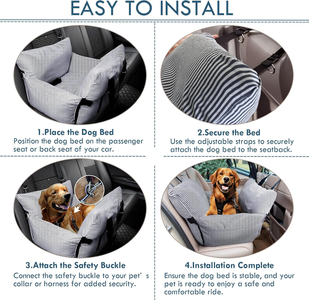 Dog Car Seat for Small/Medium Dogs Under 40 lbs - Elevated