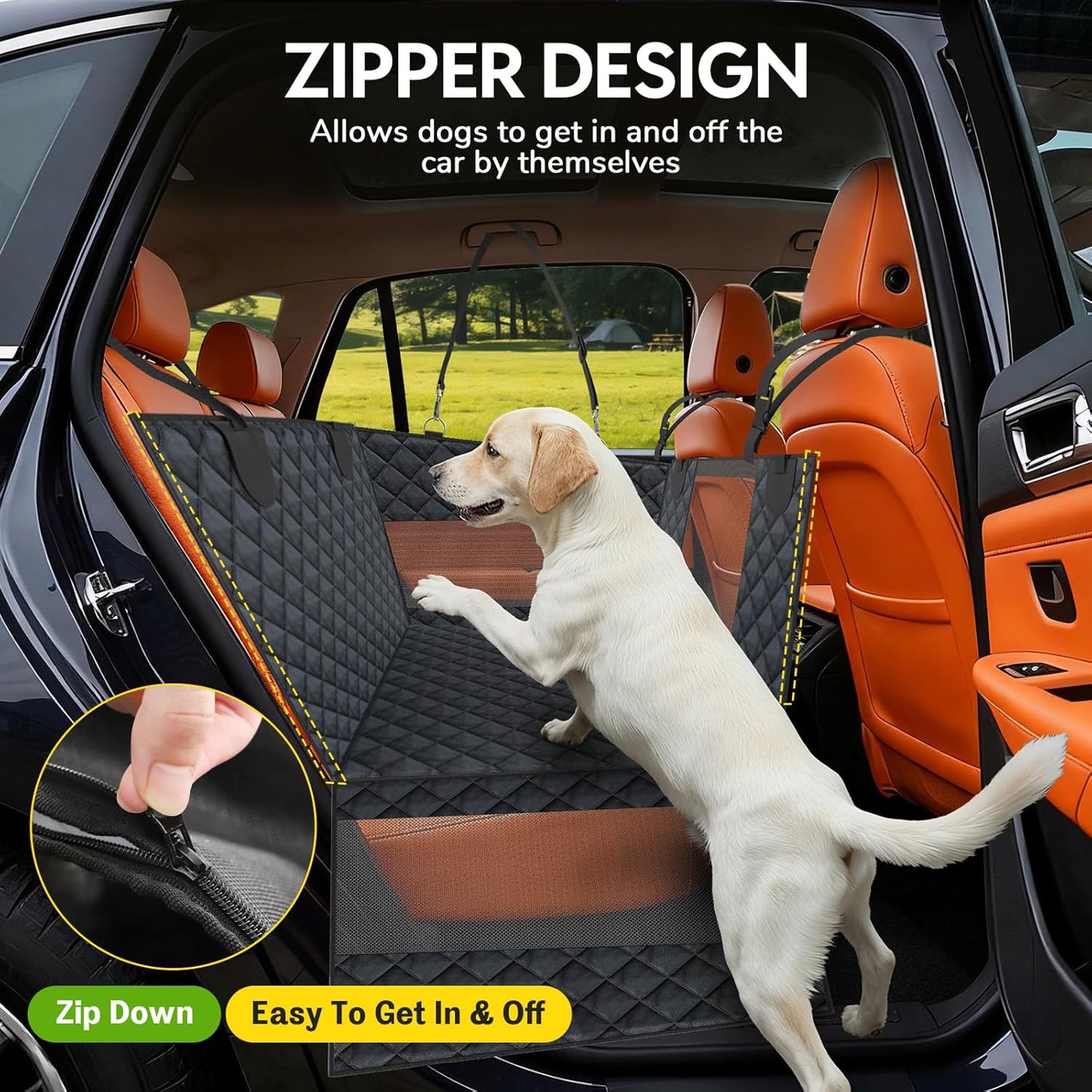 Large PU Dog Car Seat - Waterproof Dog Back Seat Cover with