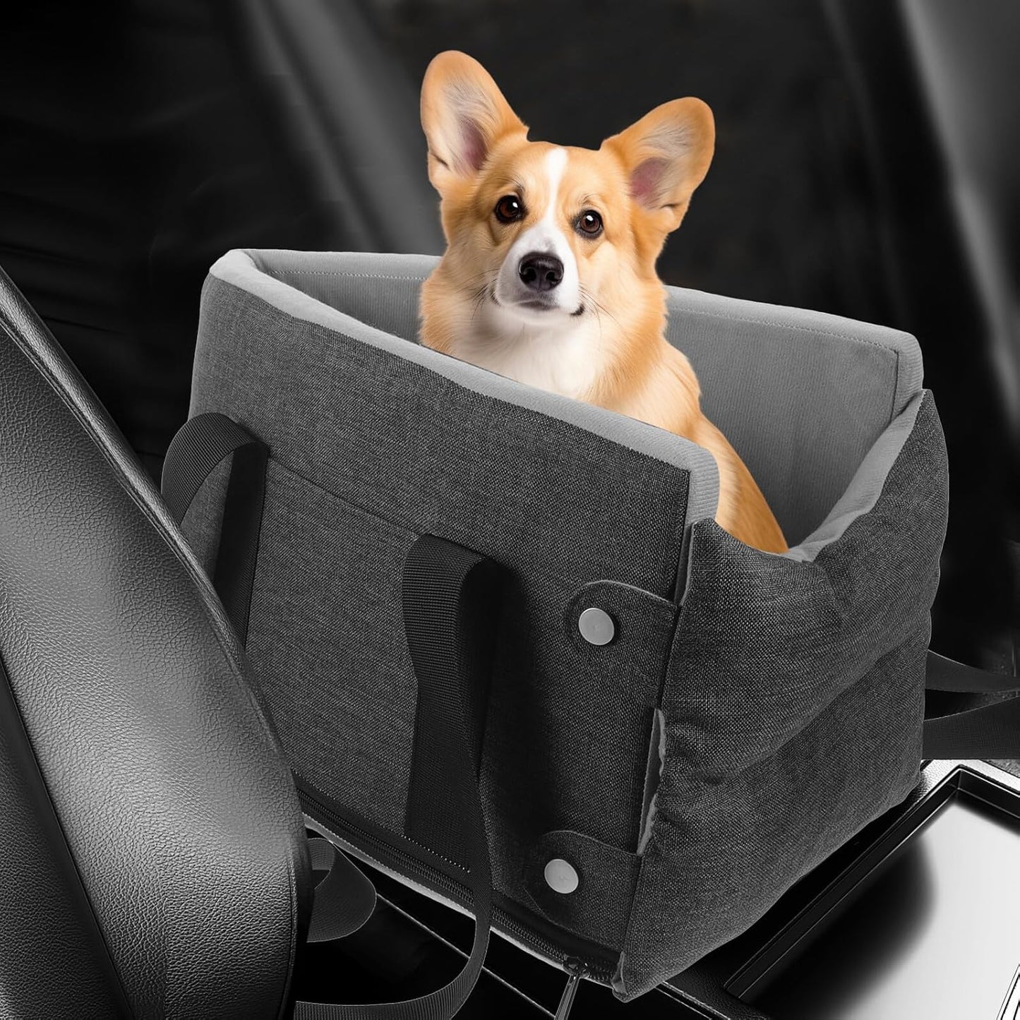 Pet Seat Thickened Console Seat with Deep Gray Cover
