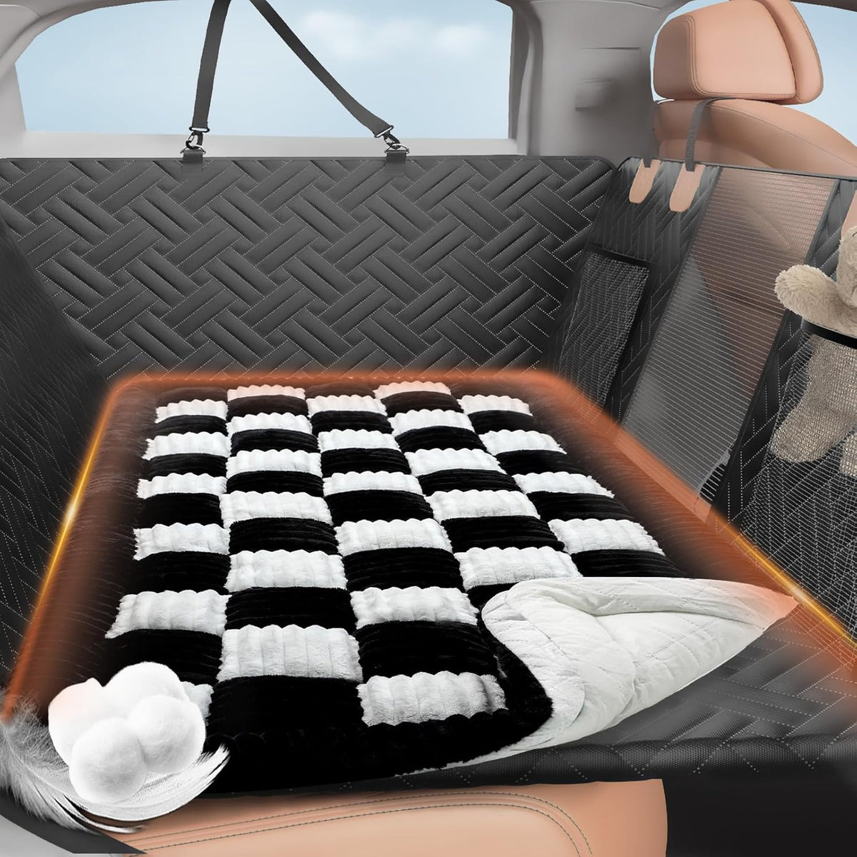 Backseat Pet Bed Mat, Deluxe Dog Seat Covers,Truck Plaid