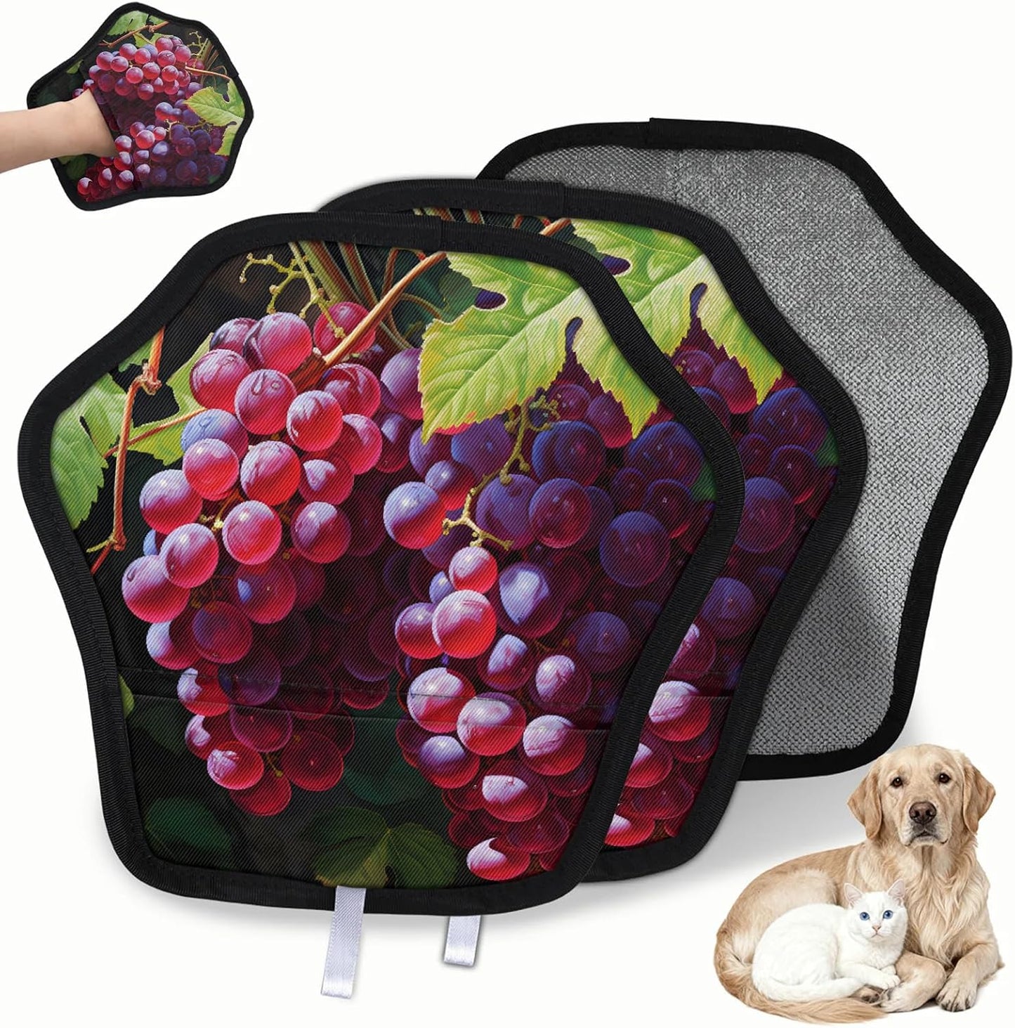 Fruits Grapes 2Pcs Electrostatic Reusable Pet Hair Removal
