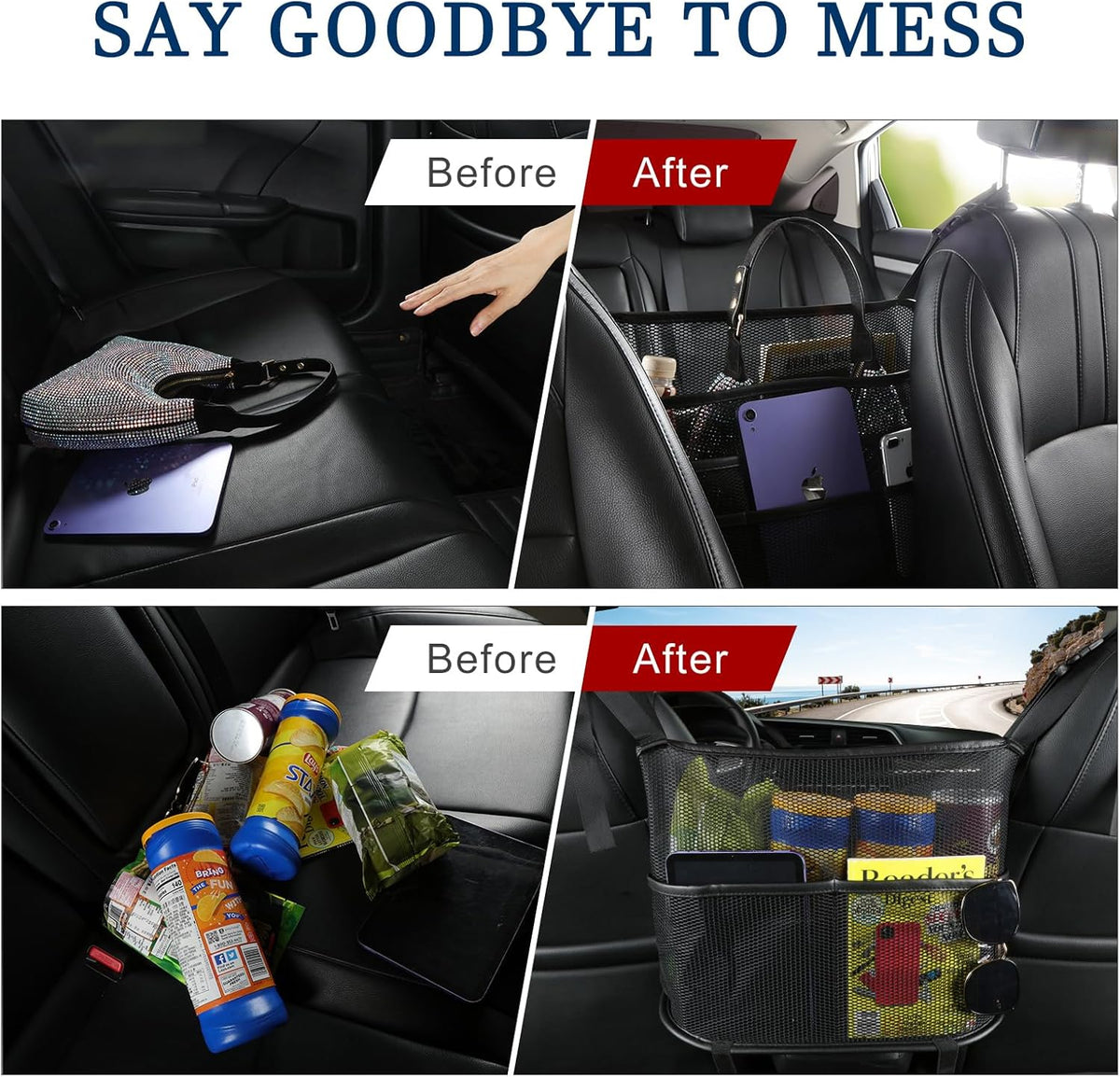 Car Net Pocket, Back Seat Mesh Organizer, Automotive