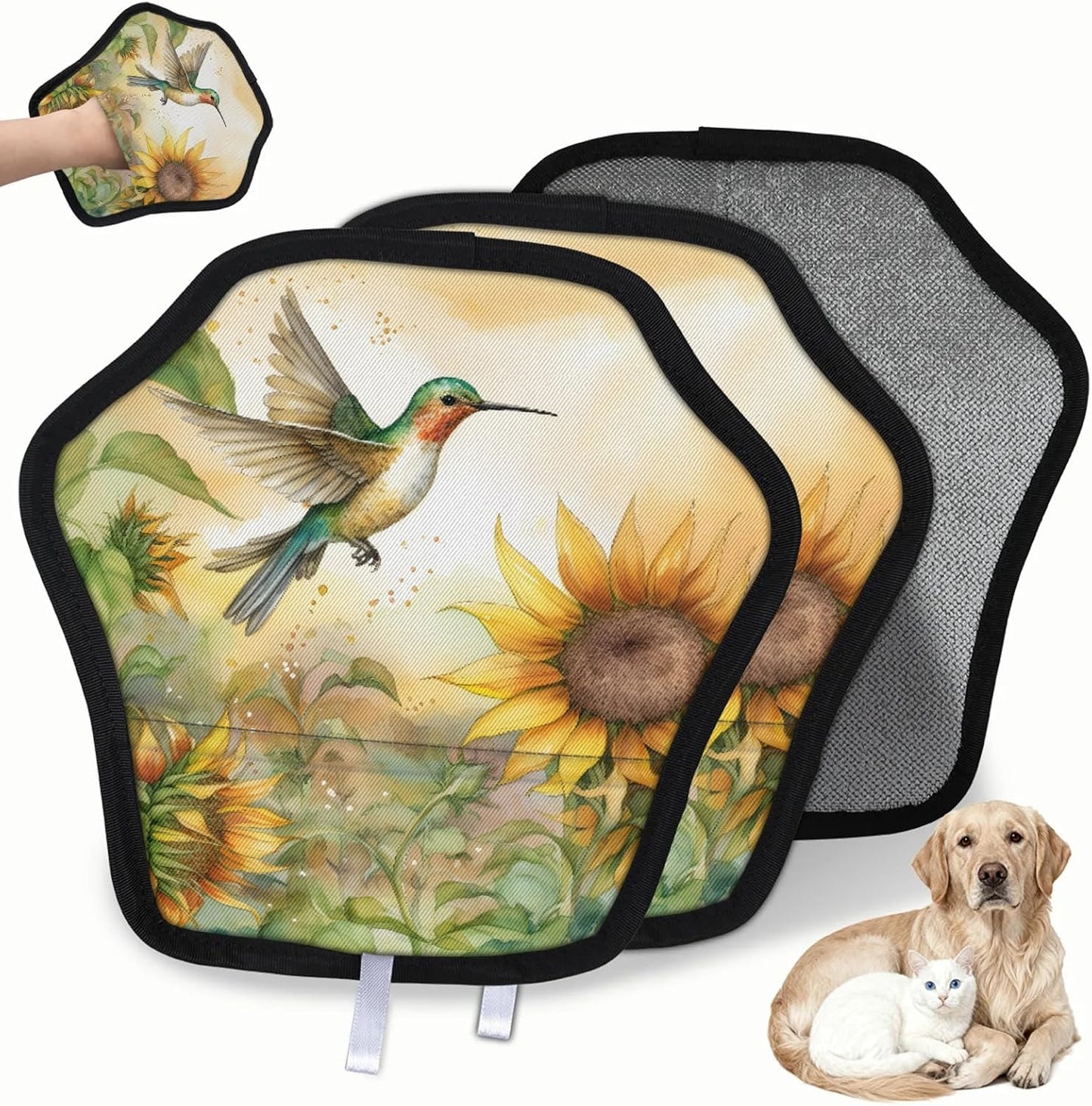 Hummingbirds Print 2Pcs Electrostatic Reusable Pet Hair