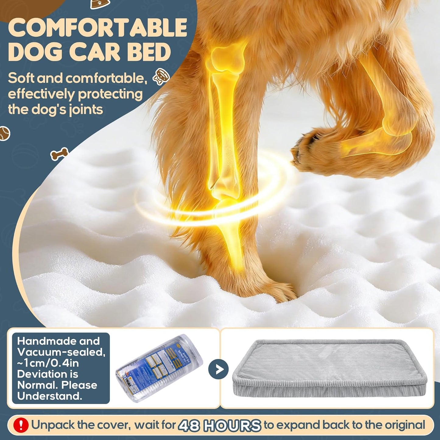 Dog Car Bed, Non-Slip Backseat Extender Pet Mat, Removable