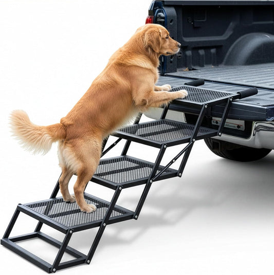 Foldable 4-Step Dog Stairs for Cars, Trucks & SUVs –