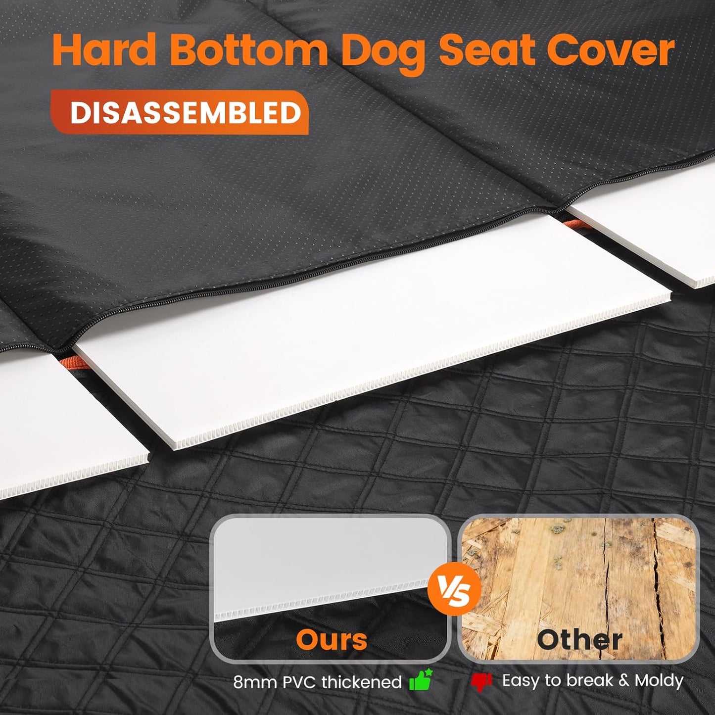 Dog Seat Cover for Back Seat Hard Bottom,Holds 500