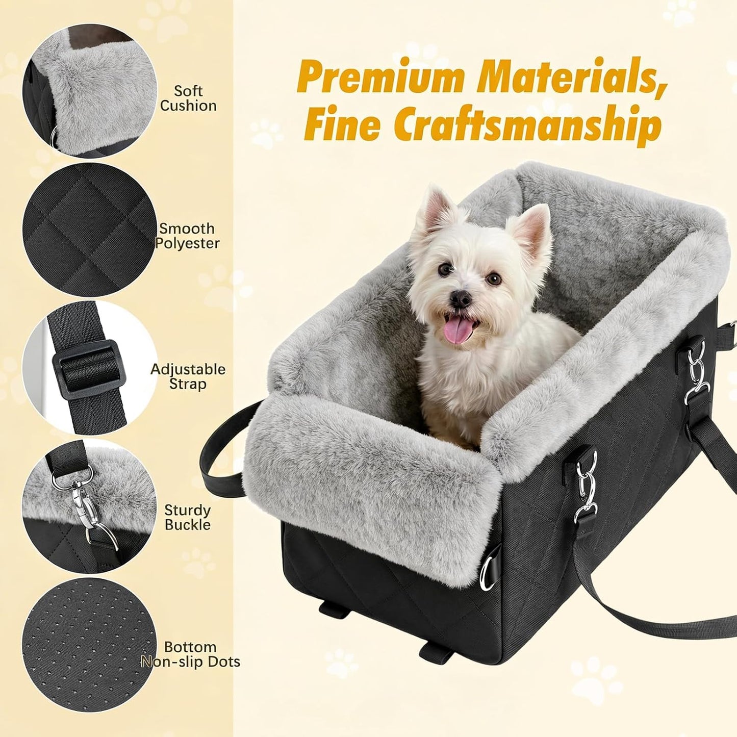 Upgraded Dog Car Seat for Center Console, Anti-Collapse