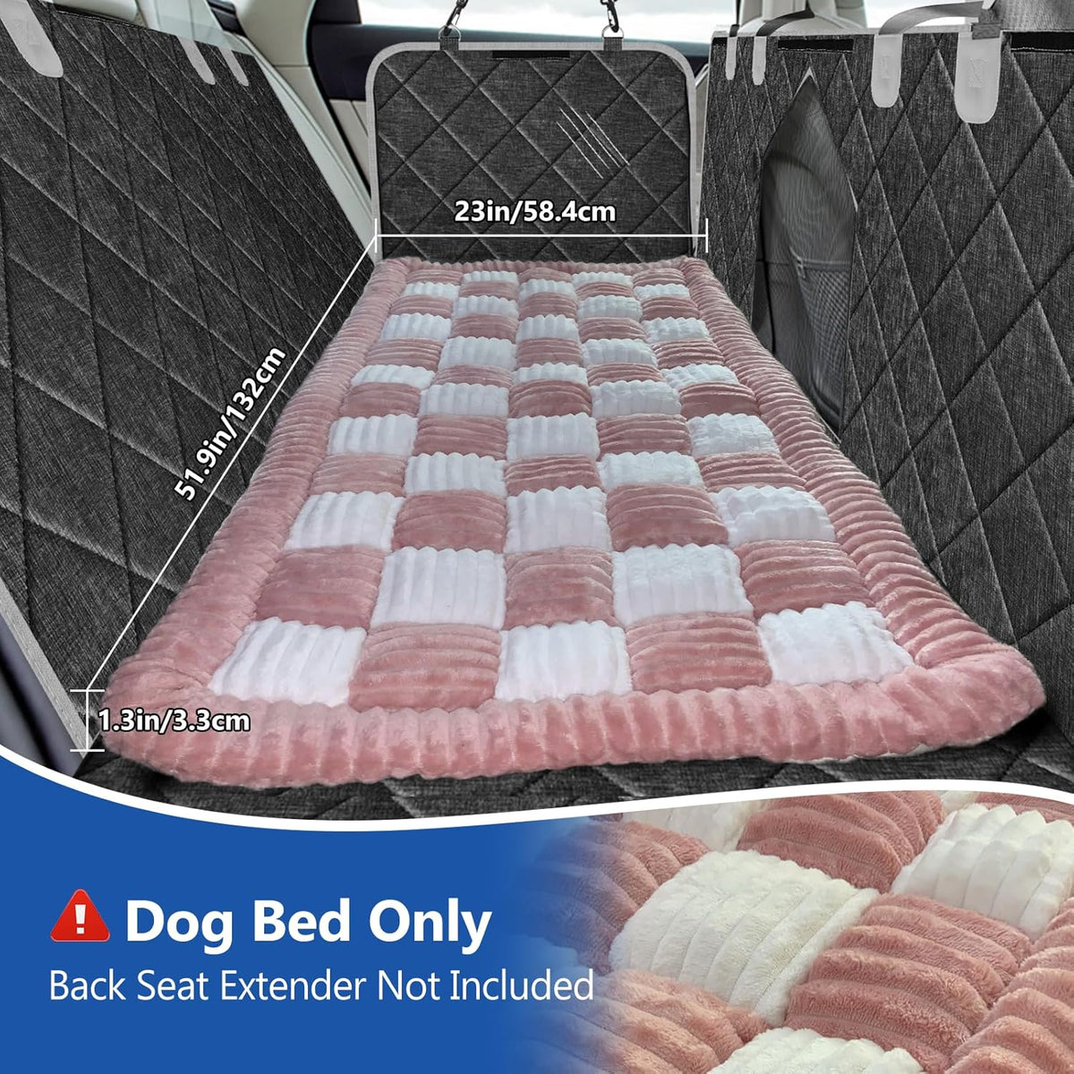 Thickened Dog Bed for Car Back Seat, Upgraded Bottom