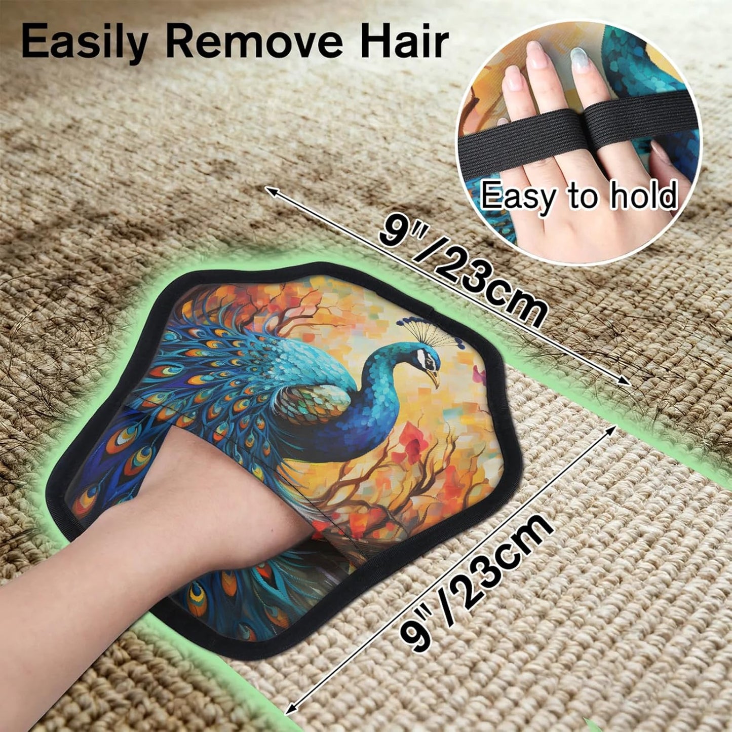 Luxury Peacock Print 2Pcs Electrostatic Reusable Pet Hair