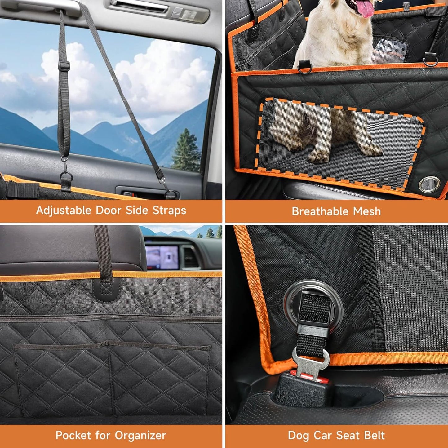 Dog Car Seat for Medium/Large Dogs, Hard Bottom Back Seat