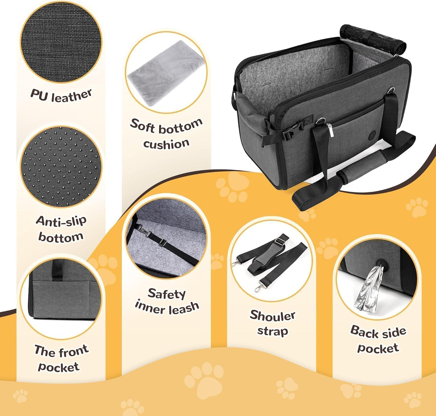 Large Dog Car Seat for Center Console Fits 10-18lbs