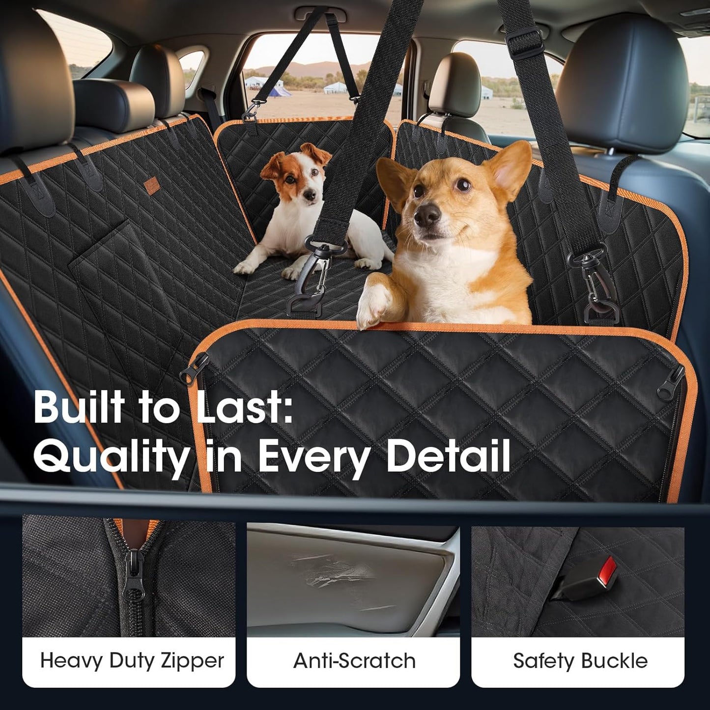 Dog Seat Cover, Upgrade Large Back Seat Pet Seat Cover