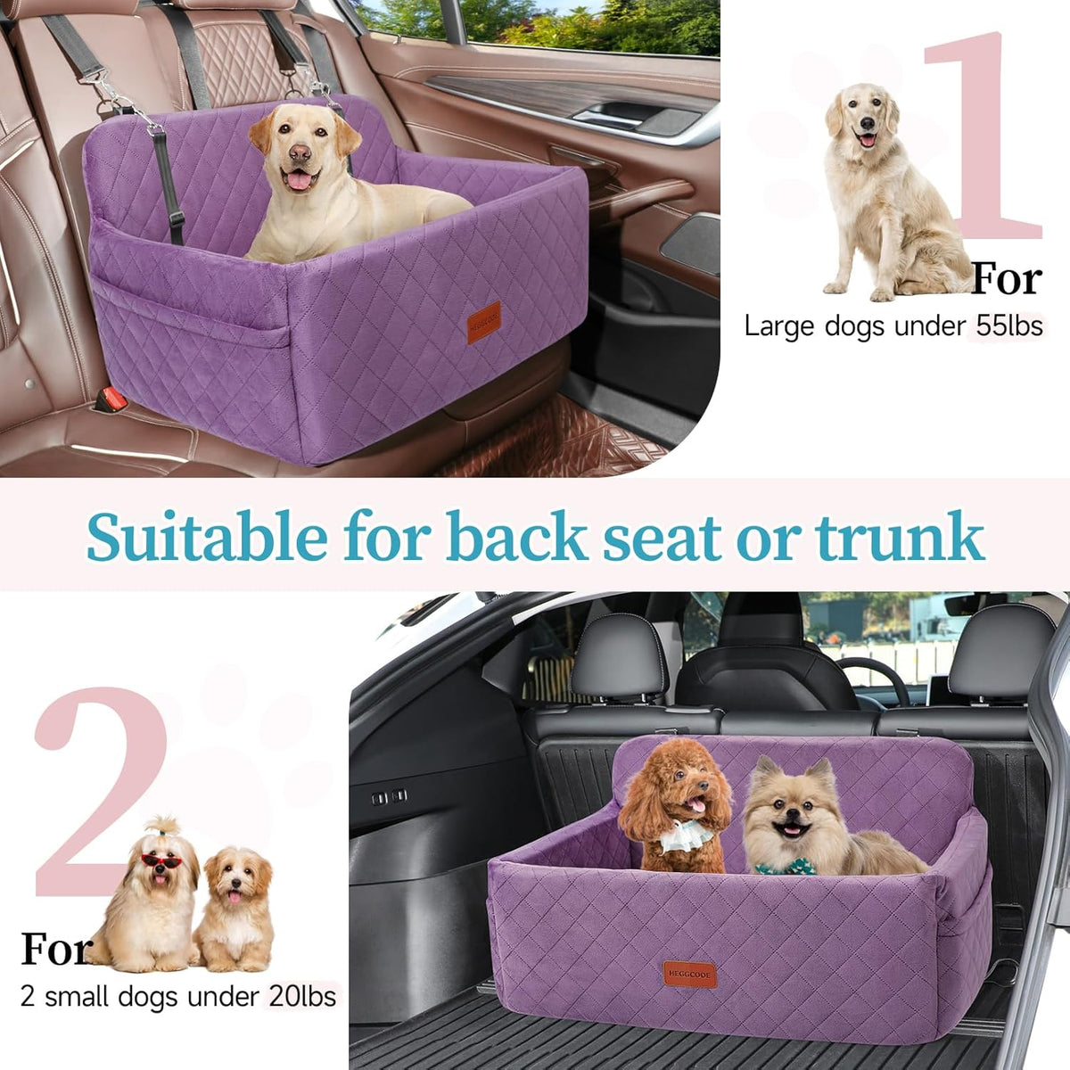 Dog Car Seat for Medium/Large Dogs, Pet Booster Seat for