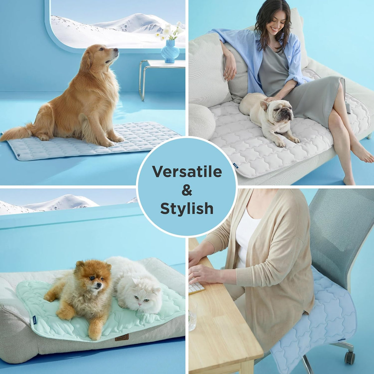 Bedsure Cooling Dog Mat Extra Large, Q-Max>0.5 XL Thin Breathable Cold Crate Pad for Pet, Portable Washable Kennel Bed for Summer Active Dog with Chill Soothing Fabric to Rapid Cooling, 41x28, Grey