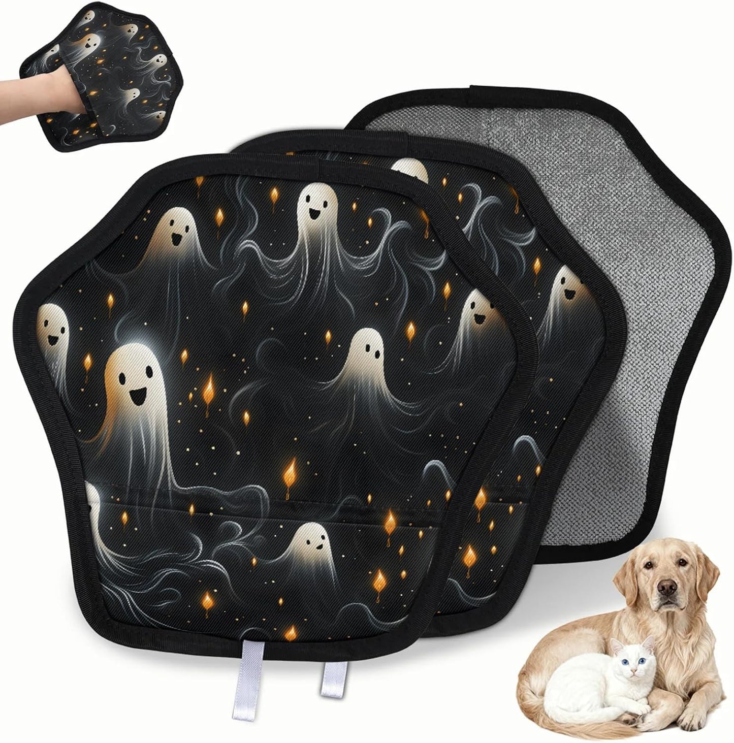 Funny Ghost Halloween 2Pcs Electrostatic Reusable Pet Hair