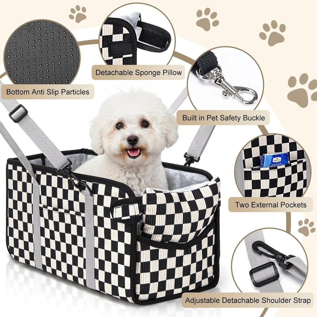 Portable Dog Car Seat for Small Dogs - Pet Booster Seat