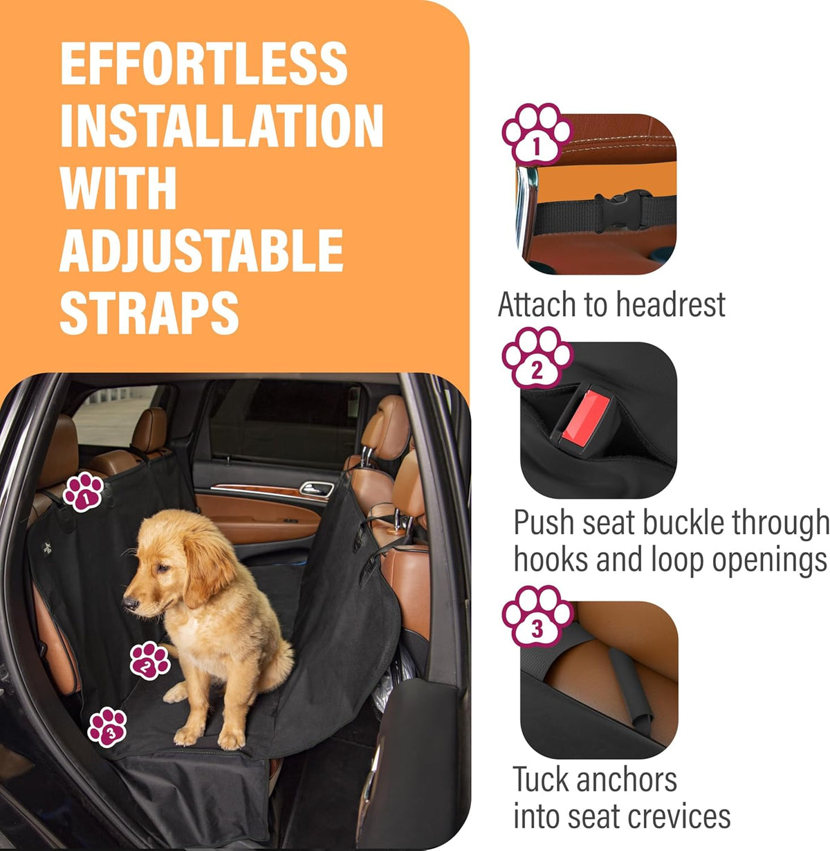 Waterproof Hammock Standard Car Seat Cover, Fits Sedans