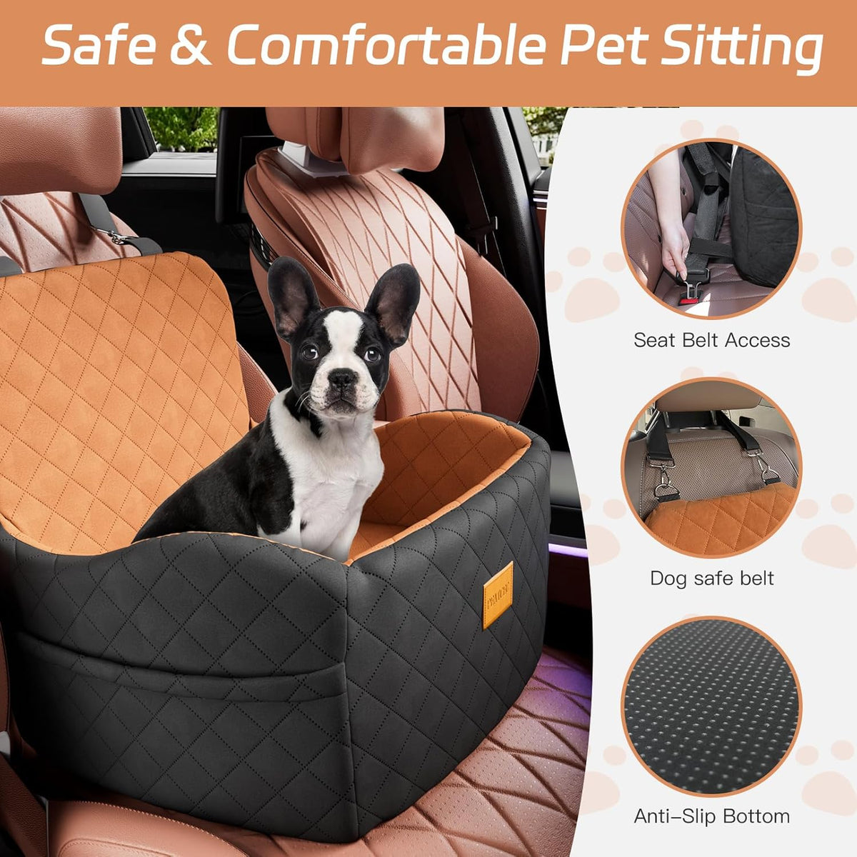 Dog Car Seat for Small/Medium Dogs Under 35lbs, Detachable