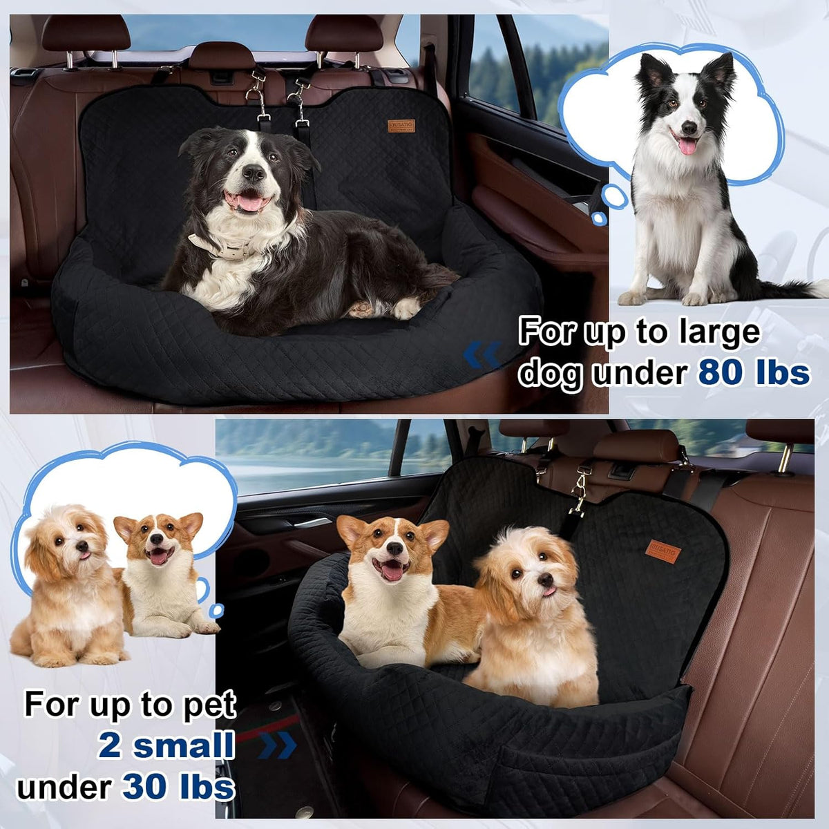 Dog Car Seat for Large/Medium Dog Pet Under 55 lbs or 2