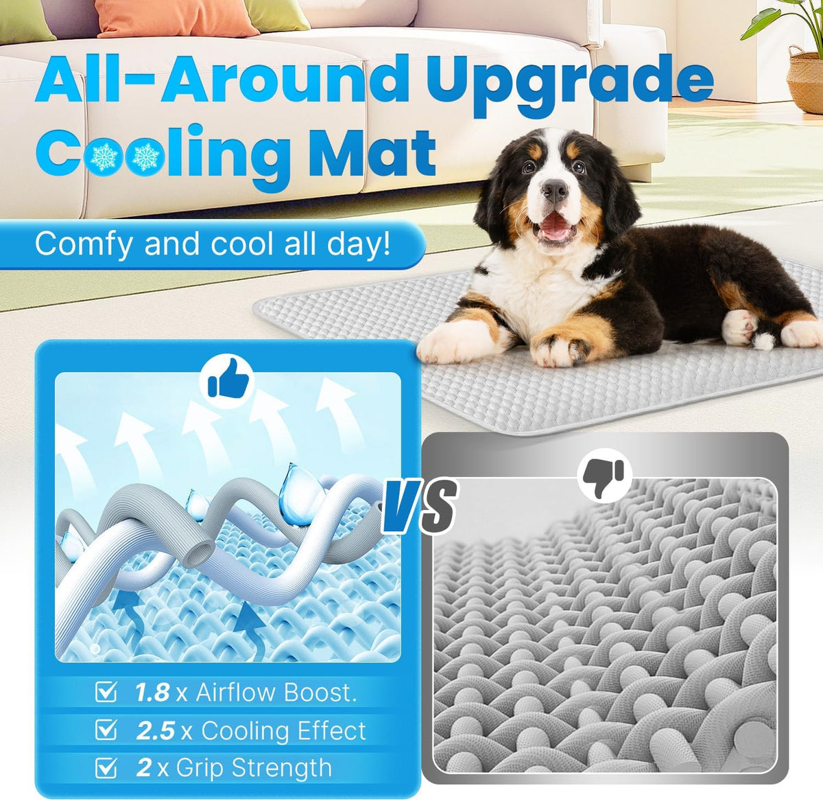 Mora Pets Dog Cooling Mat Instant Self Cooling Pad for Dogs & Cats Breathable Washable Summer Pet Cool Mat Indoor Outdoor, Puppy Cold Blanket for Floor Crate Car Travel Use Medium 36'' x 27'' Grey
