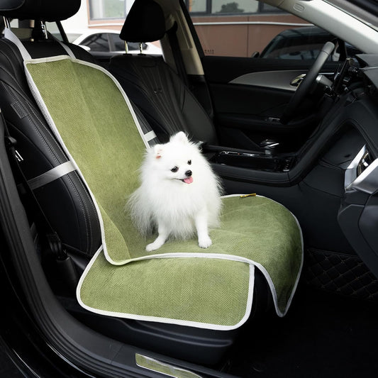 FUNNY FUZZY Dog Car Seat Cover for Front Seat, Dog Seat Cove Waterproof, Scratchproof Non-Slip Car Seat Protector, Universal Fit Most Cars, SUVs, Trucks, Green