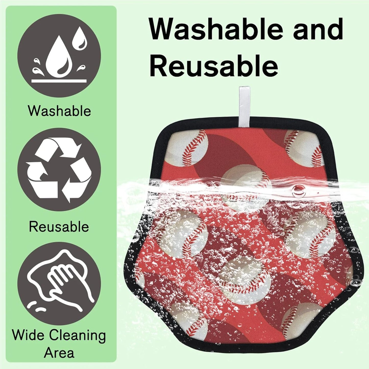 Red Sports Baseballs 2Pcs Electrostatic Reusable Pet Hair