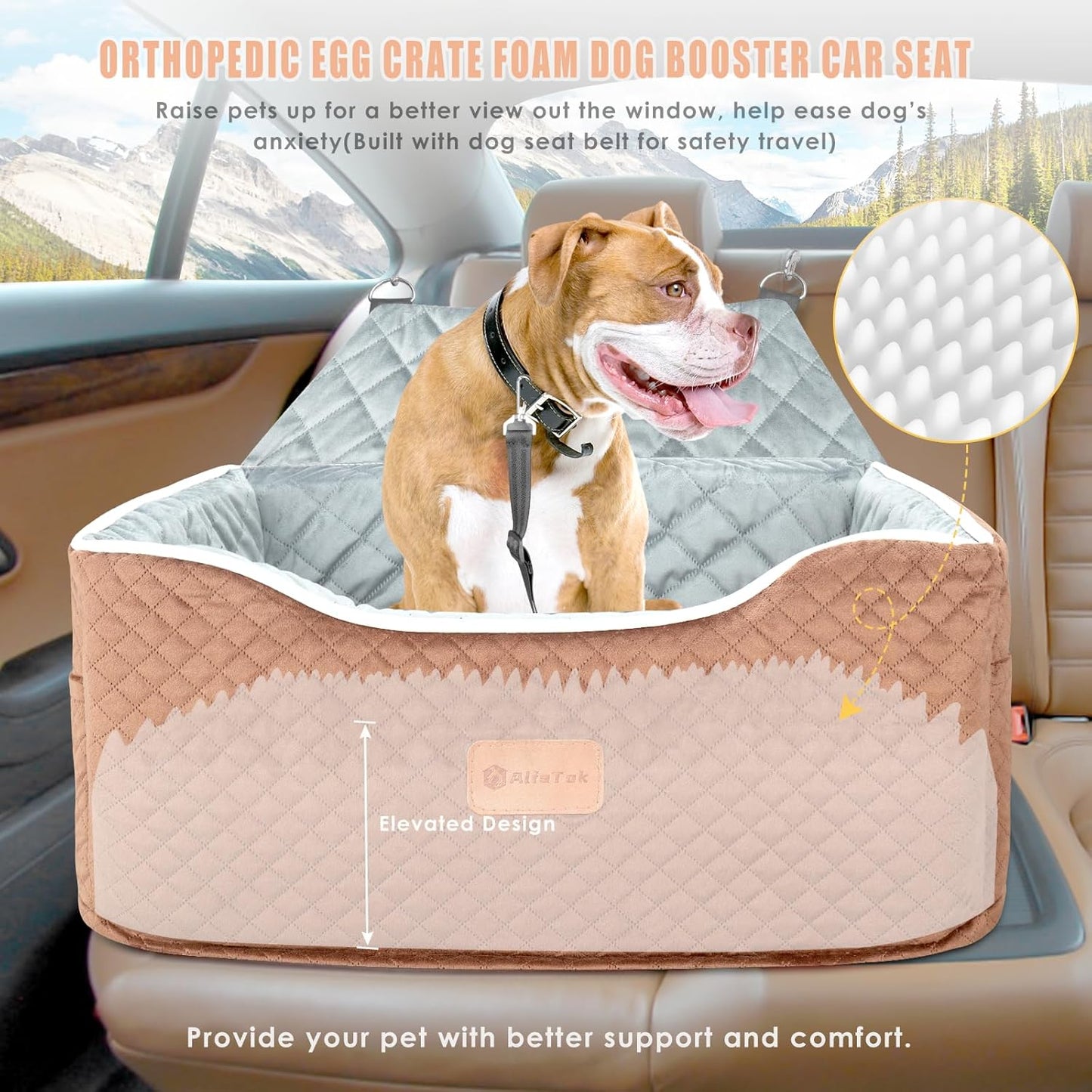 Memory Foam Booster Dog Car Seat Medium Dogs, Elevated Pet