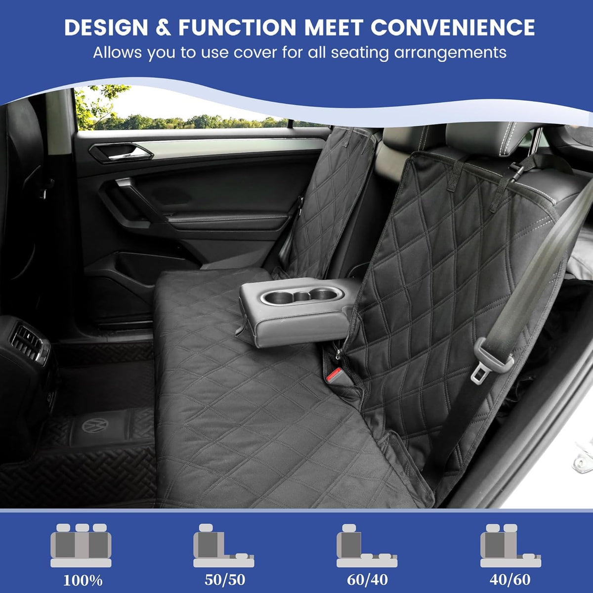 Back Seat Cover for Compact Cars/SUVs Rear Split Bench