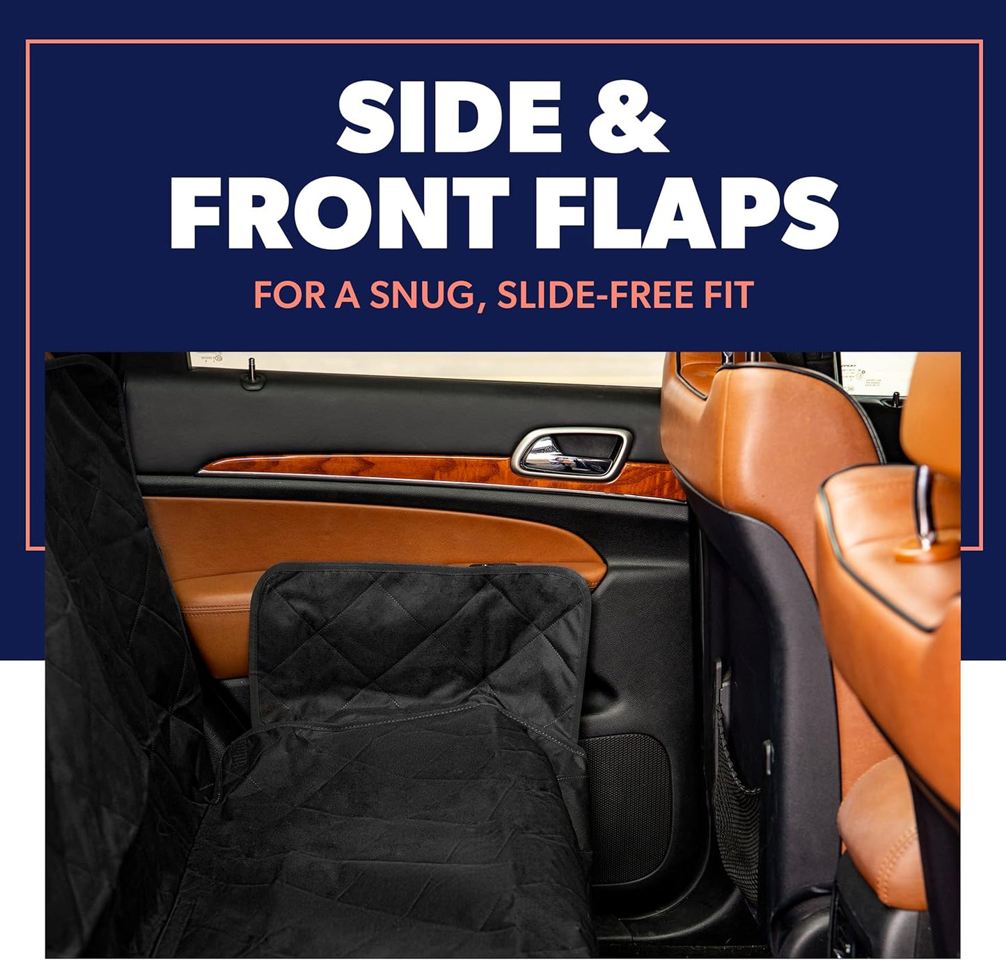 Black Car Rear Seat Cover for Dogs, Durable Waterproof &
