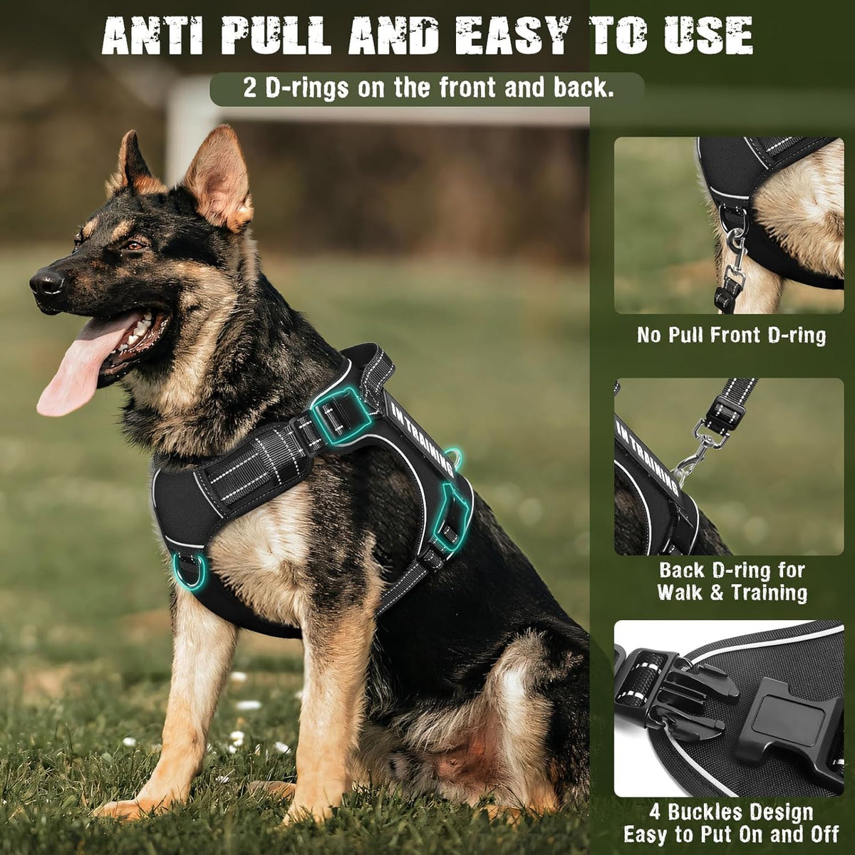 Tactical Dog Harness and Leash Set for Large Dogs,Heavy