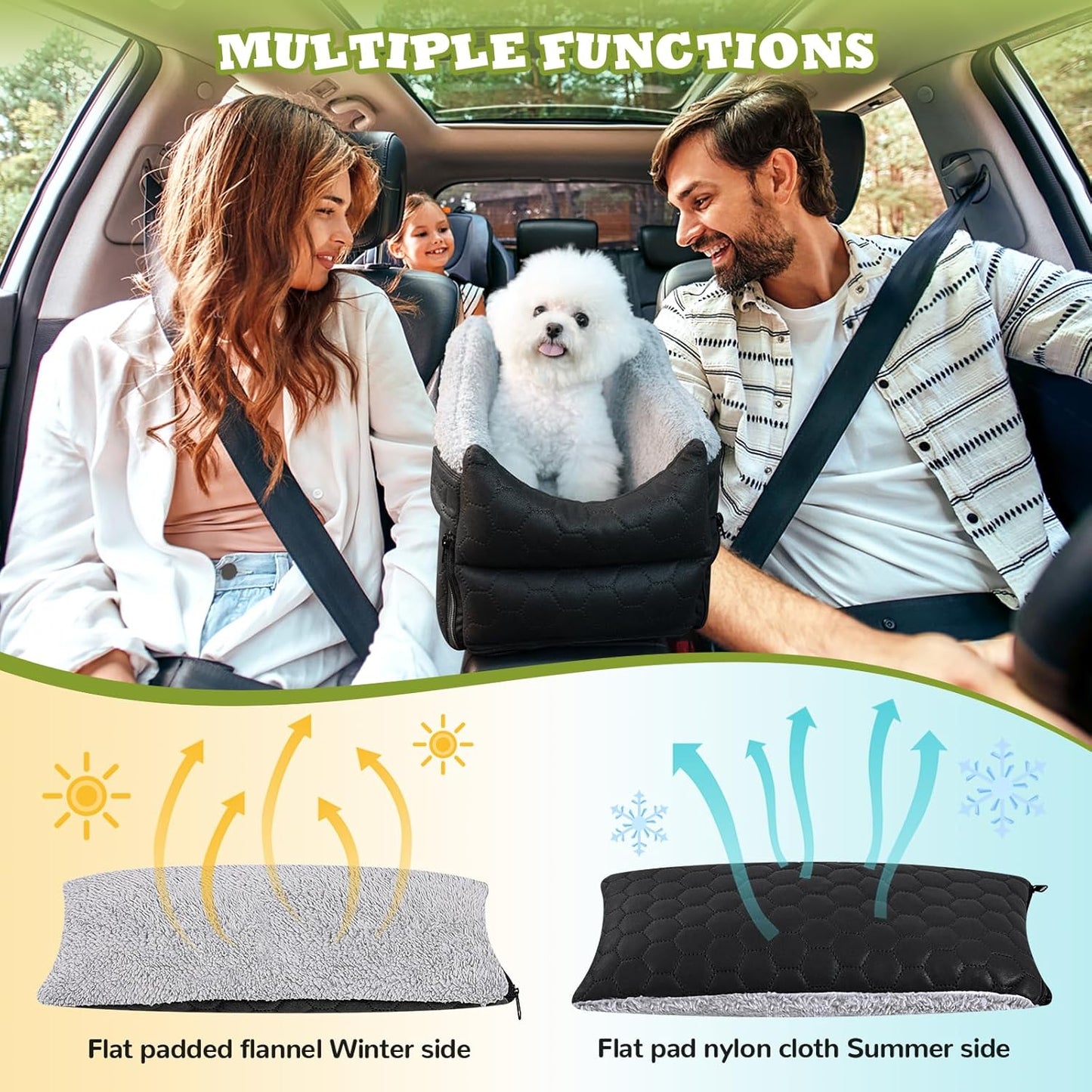 Center Console Dog Car Seat, Detachable Washable Dog