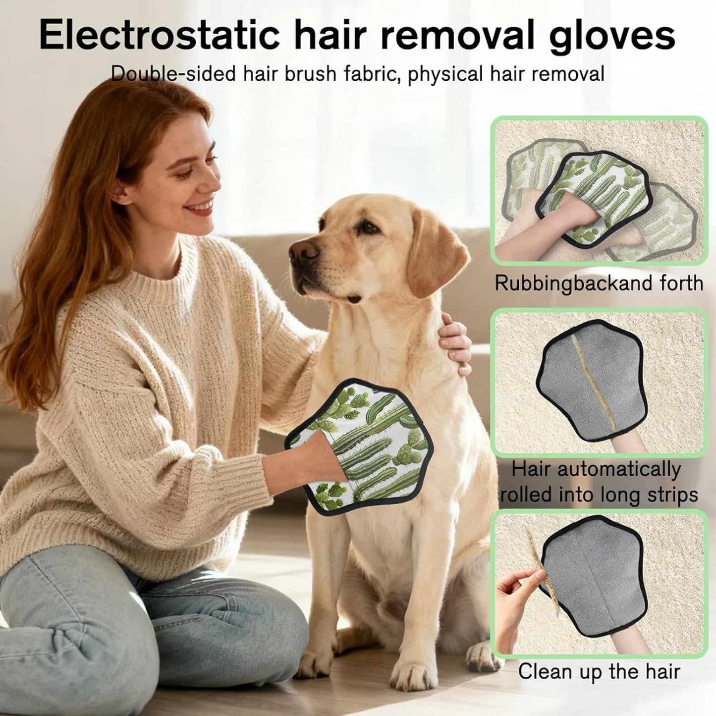 Cactus Plants 2Pcs Electrostatic Reusable Pet Hair Removal