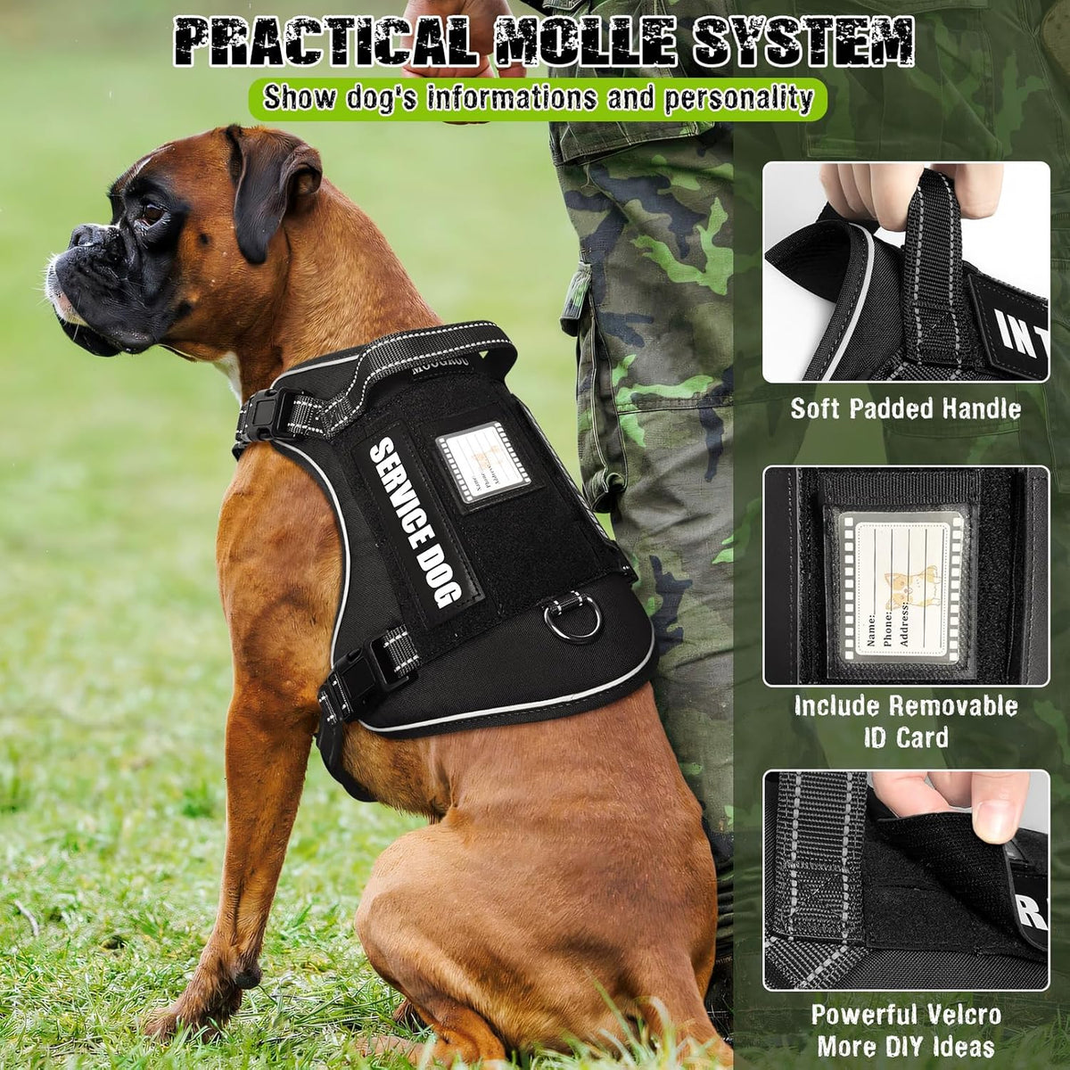 Tactical Dog Harness and Leash Set for Large Dogs,Heavy