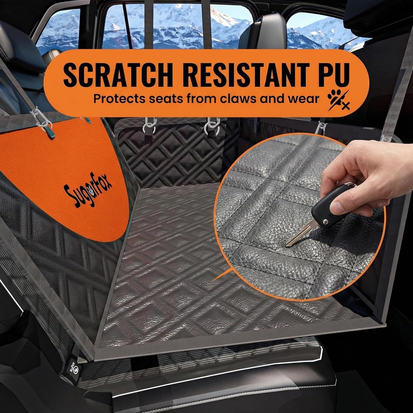 Dog Car Seat Cover for Back Seat - Upgraded PU Leather Dog