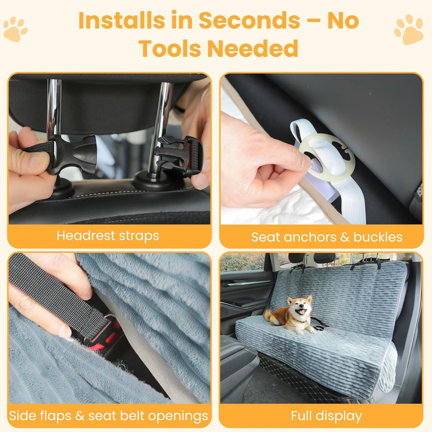 Dog Car Seat Cover for Front or Back Seat, Soft Flannel Pet