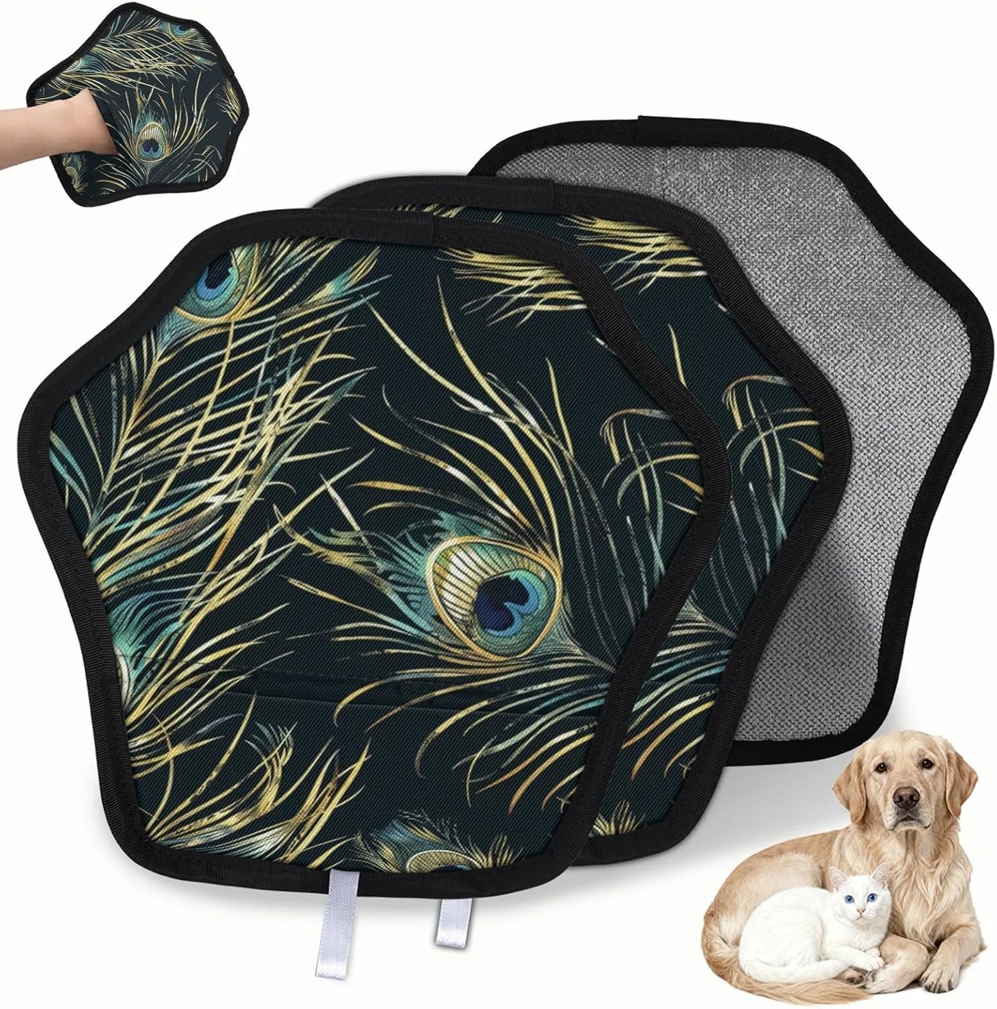 Vintage Peacock Feather 2Pcs Electrostatic Reusable Pet