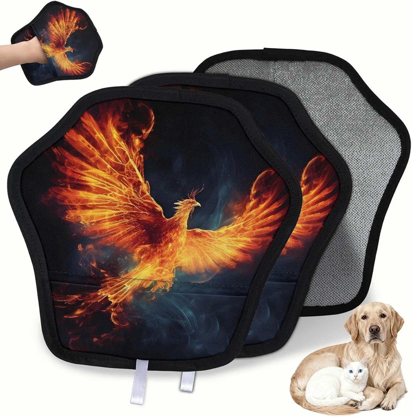 Fire Phoenix Print 2Pcs Electrostatic Reusable Pet Hair