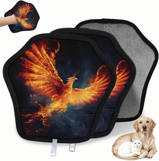 Fire Phoenix Print 2Pcs Electrostatic Reusable Pet Hair