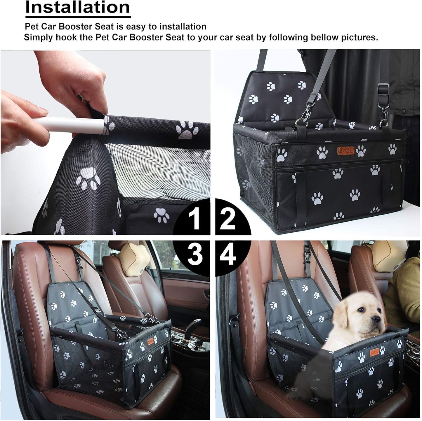 Pet Dog Booster Seat, with Upgrade Support Rod, Breathable