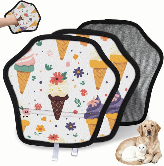 Cute Ice Cream 2Pcs Electrostatic Reusable Pet Hair Removal