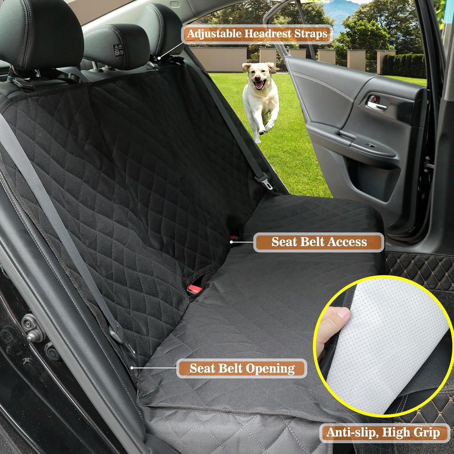 Dog Car Seat Cover for Back Seat, Nonslip Pet Car Seat