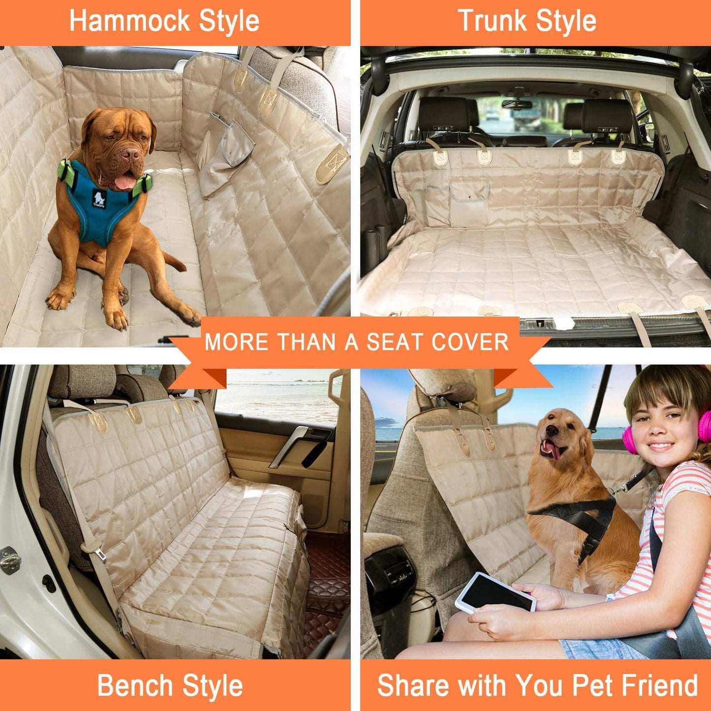 Dog Car Seat Cover for Back Seat Dog Seat Cover Hammock for