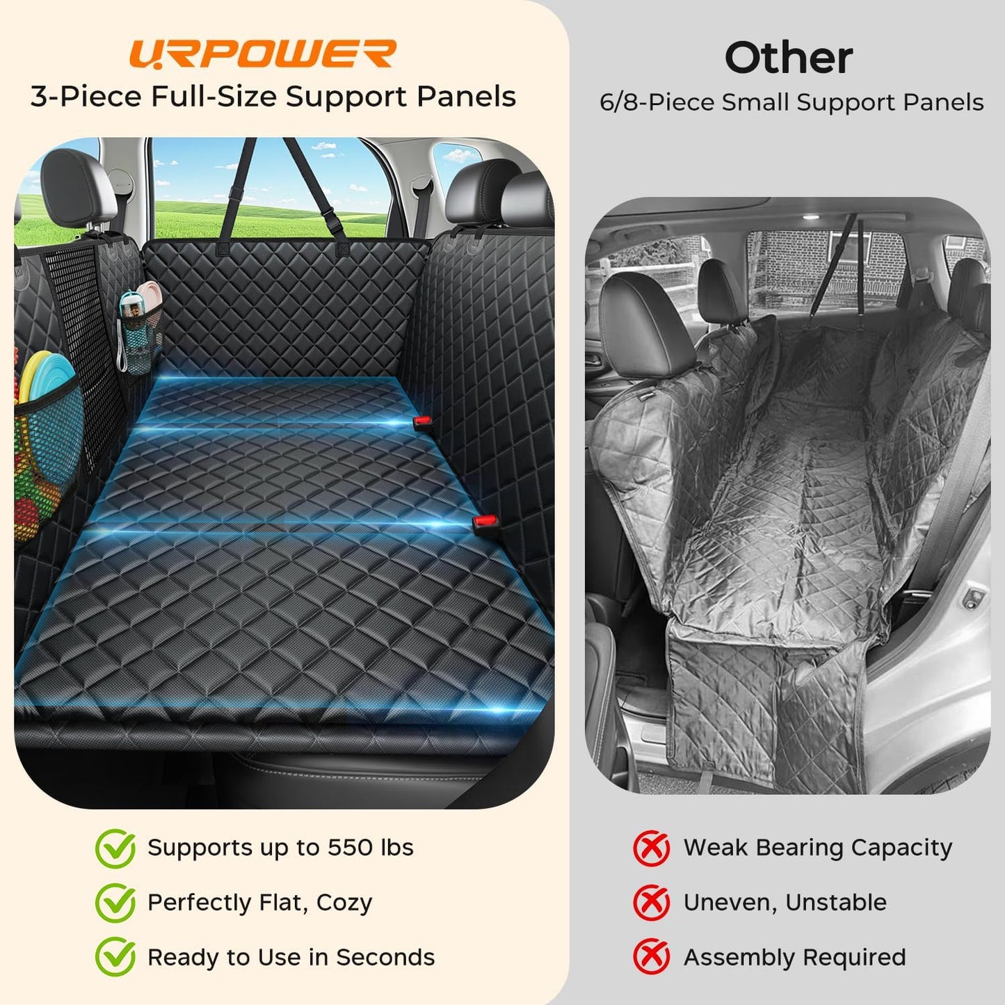 2026 Upgraded Back Seat Extender for Dogs - Large Hard