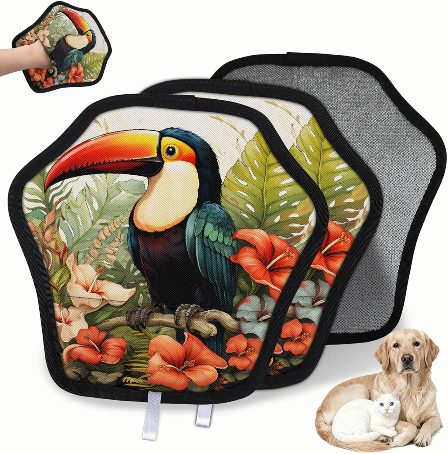 Pet Hair Removal Glove for Dogs Cats Reusable Washable Set