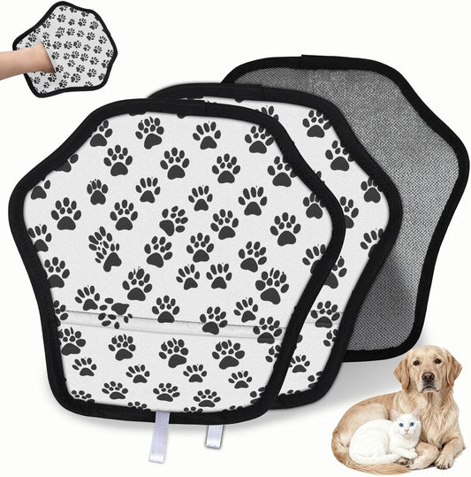 Black White Paw Print 2Pcs Electrostatic Reusable Pet Hair
