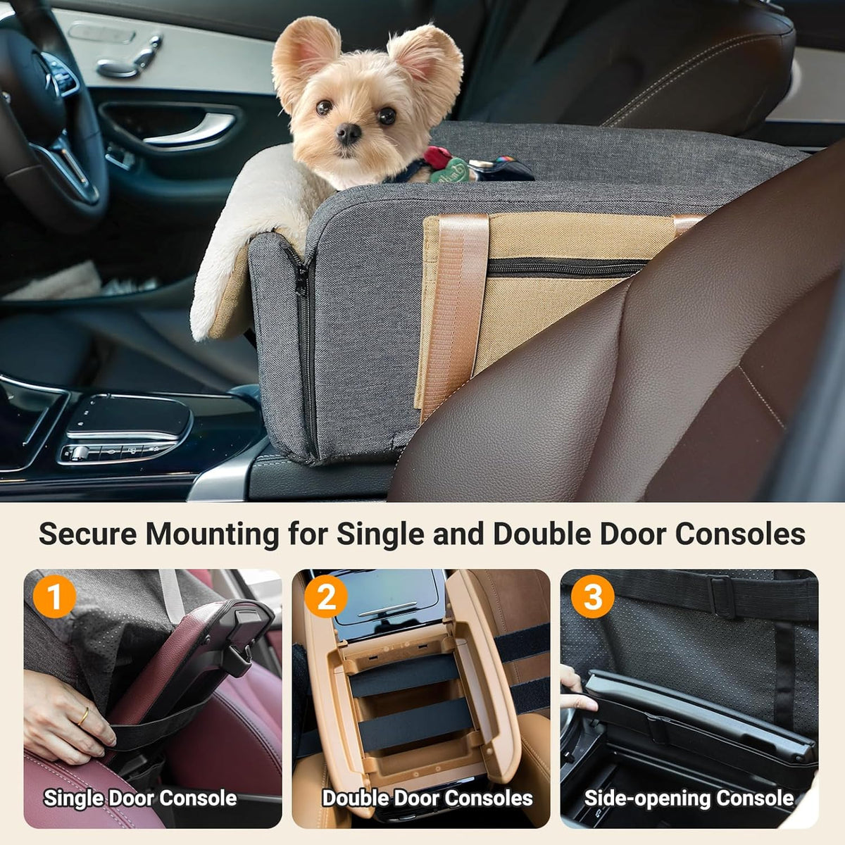 Console Dog Car Seat Cat Carrier - Pet Car Booster Seat on